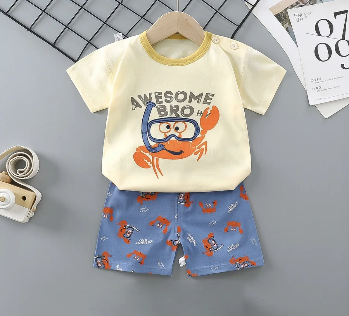 Conjunto de verano de algodón de manga corta para niños - imagen 3