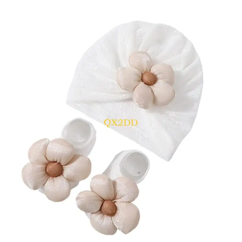 Conjunto completo turbante y calcetines florales