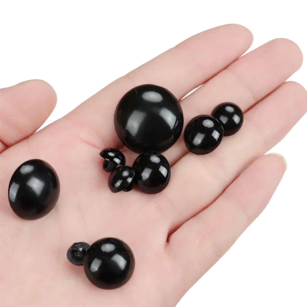 Ojos de botón negros de plástico para peluche y marioneta - imagen 5