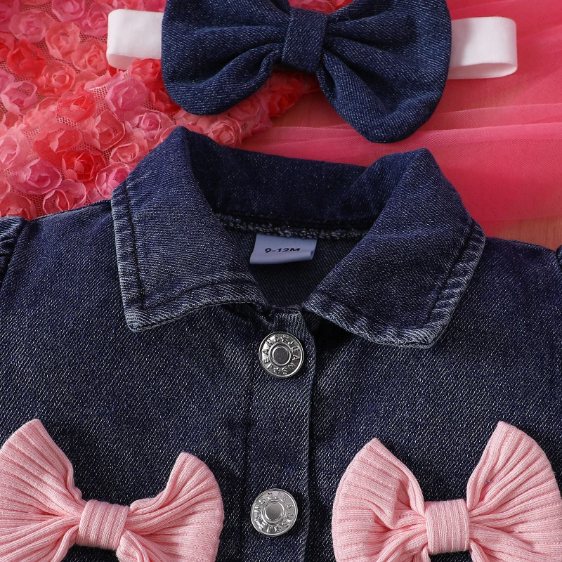 Conjunto de vestido con tirantes para niña de verano y chaqueta vaquera - imagen 5