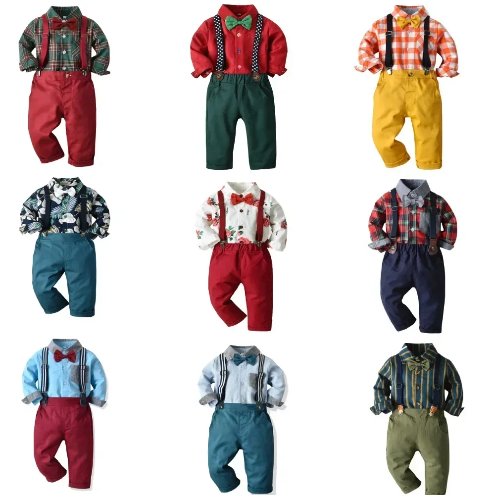 Traje de algodón para niño – camisa y pantalón con tirantes - imagen 5