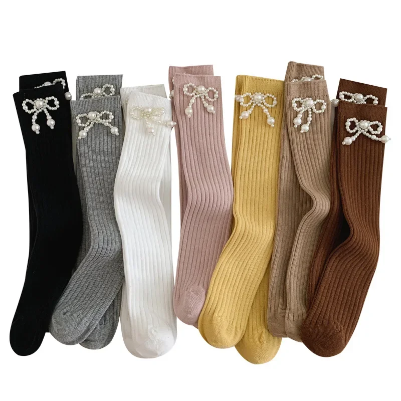 Calcetines altos en algodón con princesa dulce y lazo de perlas - imagen 2