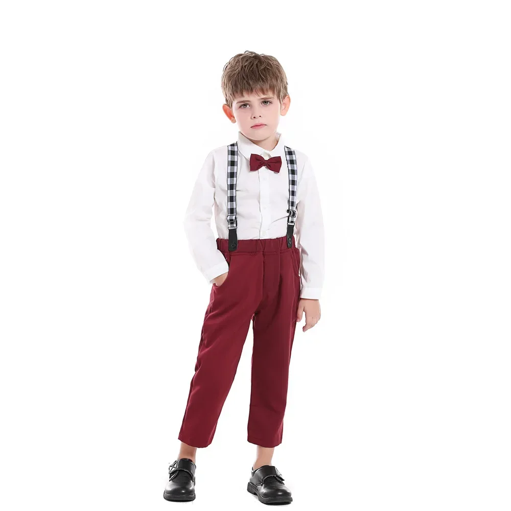 Traje elegante niño otoño camisa blanca pajarita