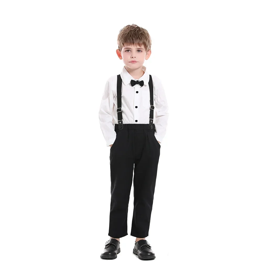 Conjunto pantalón y camisa niño blanco y negro de algodón - imagen 5
