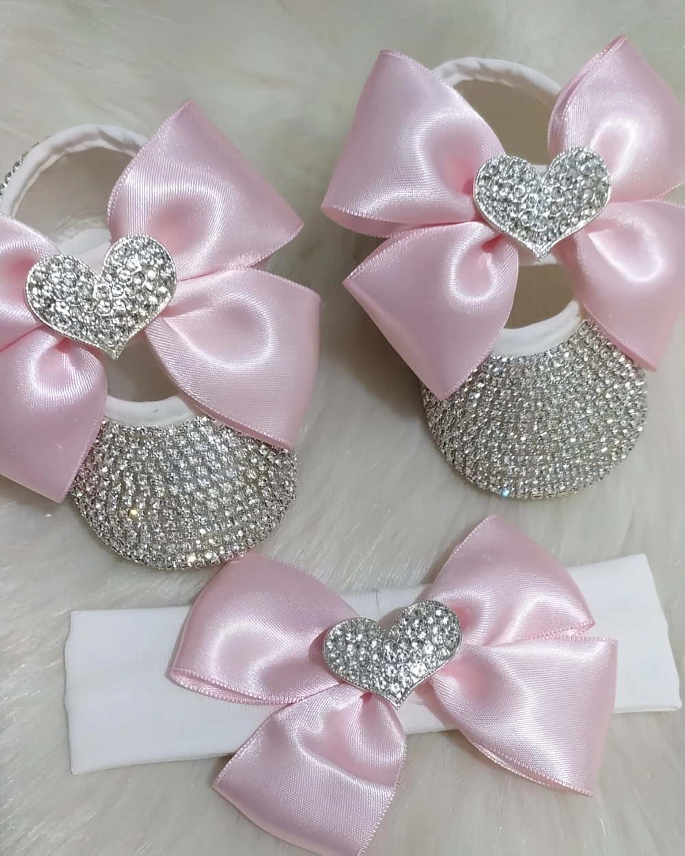 Dollbling zapatos de bautizo de bebé con brillo de perlas