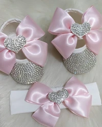 Dollbling zapatos de bautizo de bebé con brillo de perlas