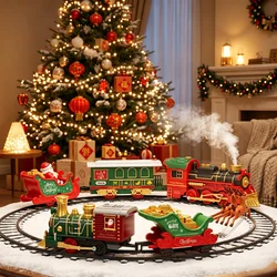 Tren eléctrico navideño con luces y música, vía de montaje clásica