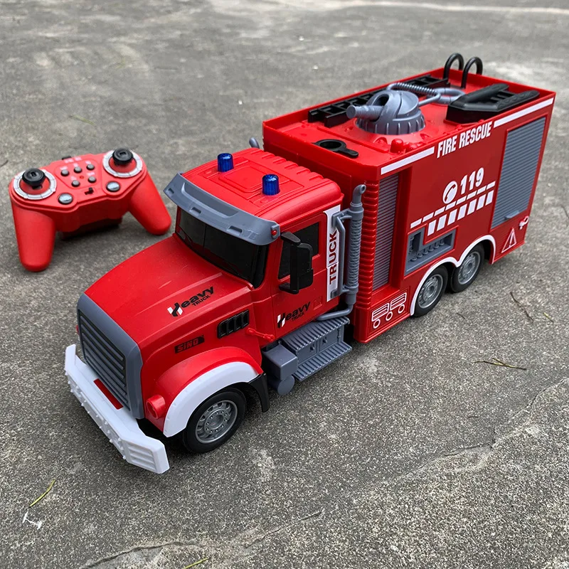 Camión de bomberos RC con luz, aspersor y escalera eléctrica