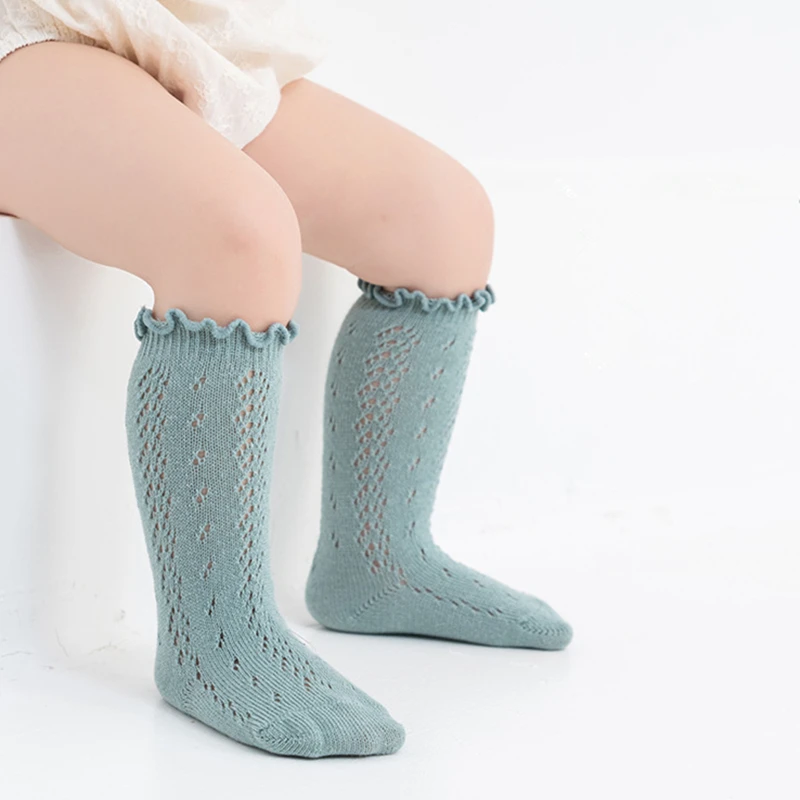 Calcetines veraniegos para niñas rodilla alta de encaje y algodón - imagen 4
