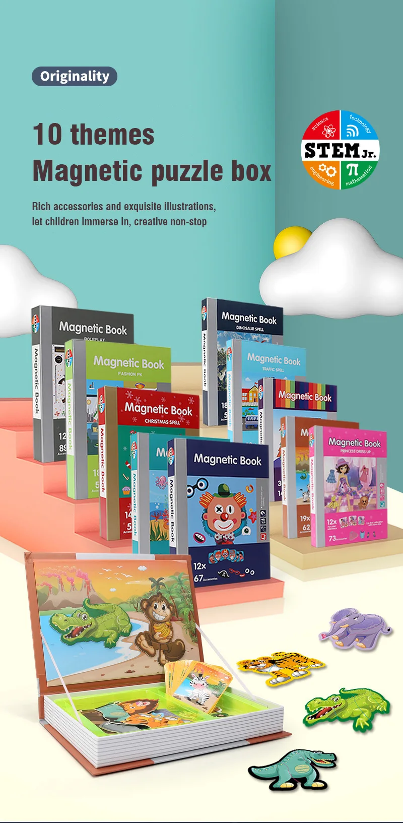 Rompecabezas magnético con variedad de temas para niños