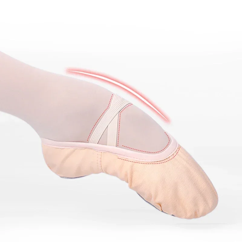 Zapatos de ballet con suela dividida de lona flexible para niños - imagen 2
