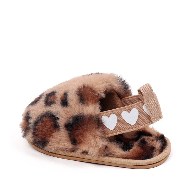 Sandalias de felpa bebé leopardo