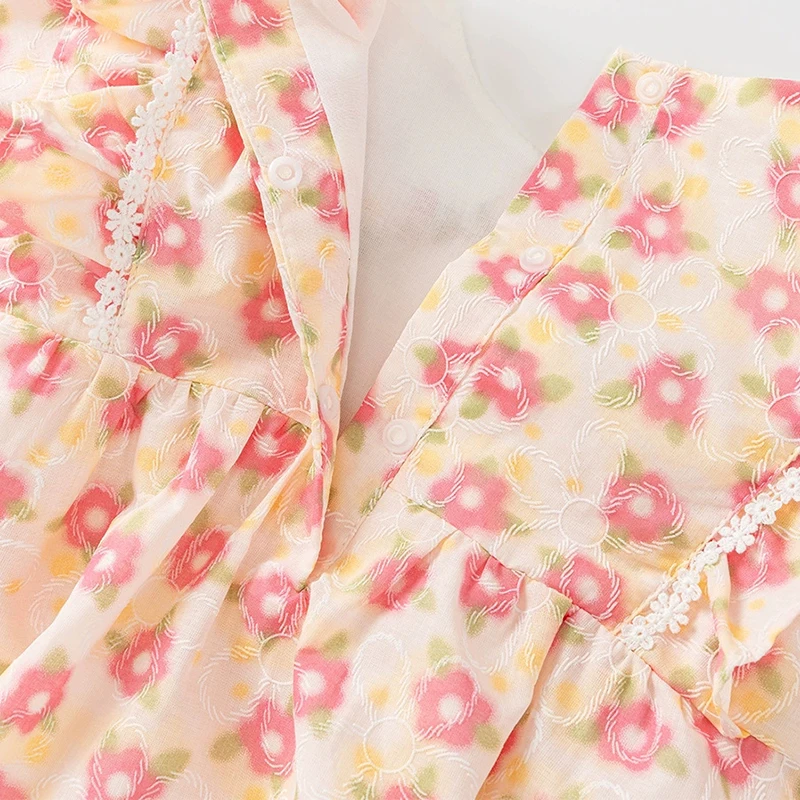 Conjunto 2 piezas para recién nacida: mono de algodón con flores - imagen 5