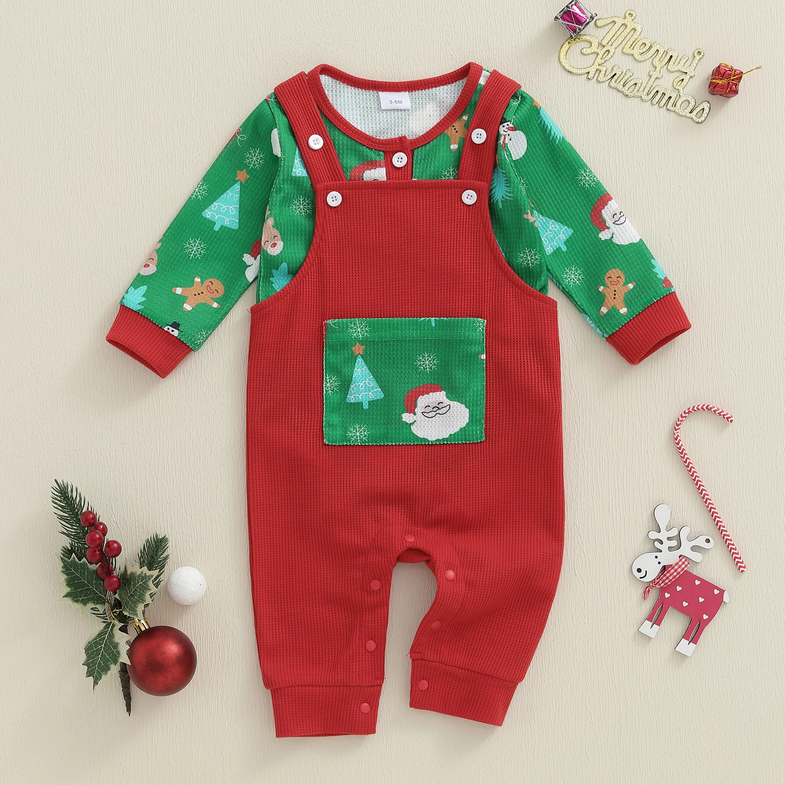 Tregren conjunto navideño de bebé niña estampado muñeco de nieve - imagen 2
