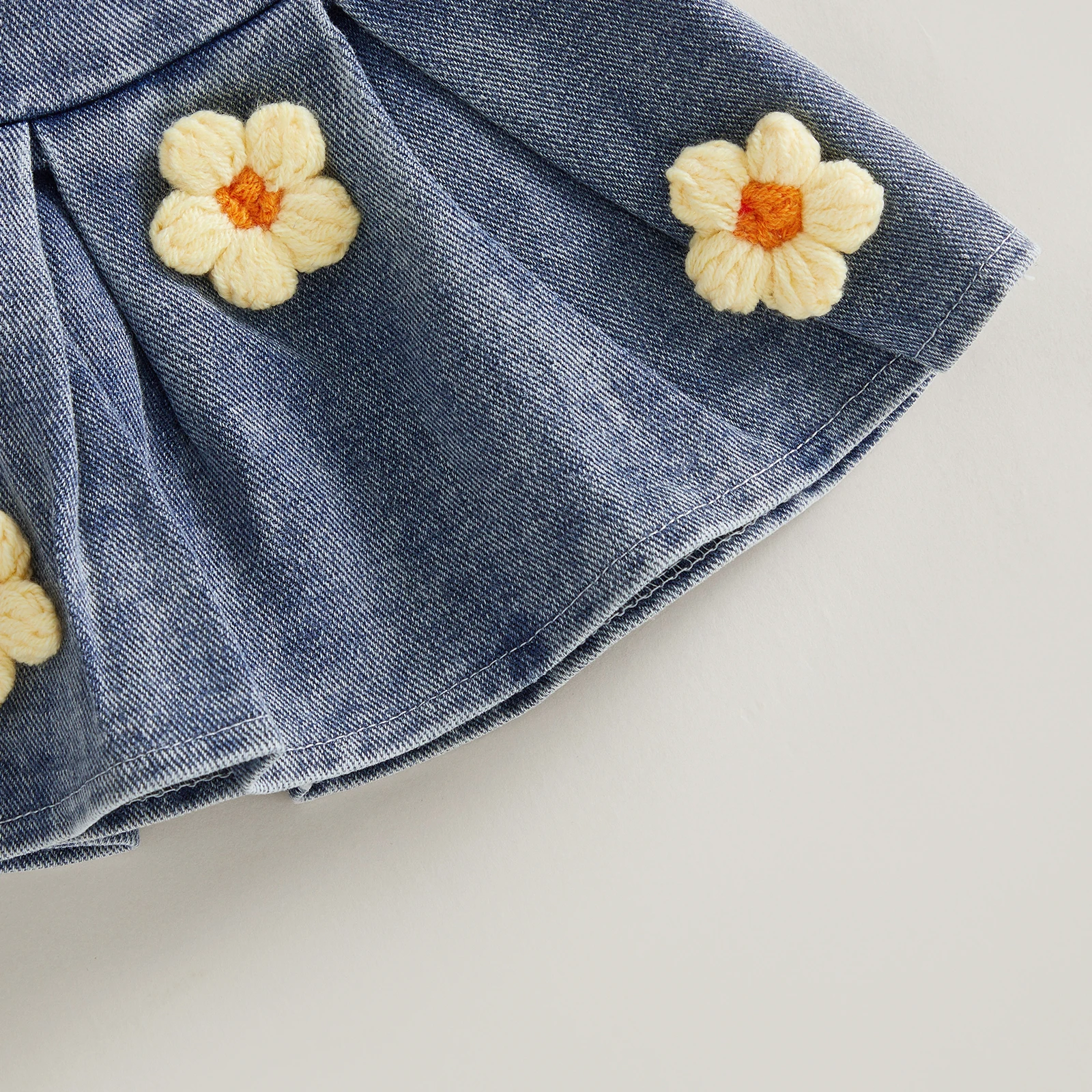 Conjunto de niña primavera con blusa manga larga y falda vaquera