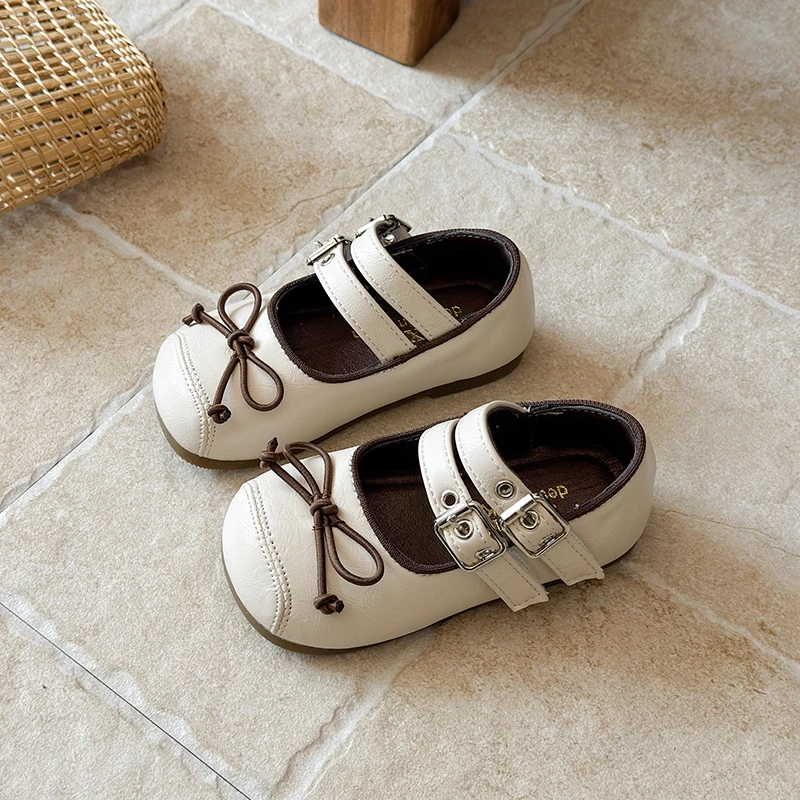 Zapatos de cuero retro para niñas con suela suave antideslizante - imagen 2
