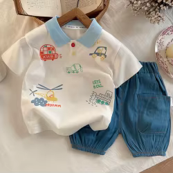 Conjunto de verano para bebé: camiseta algodón y vaqueros