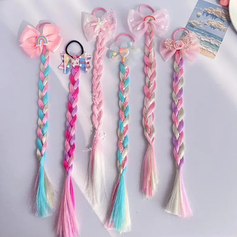 Peluca unicornio color caramelo para niños con lazo de mariposa - imagen 2