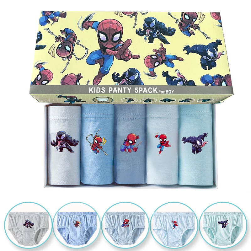 Calzoncillos de algodón para niños con Spiderman y Venom, suaves