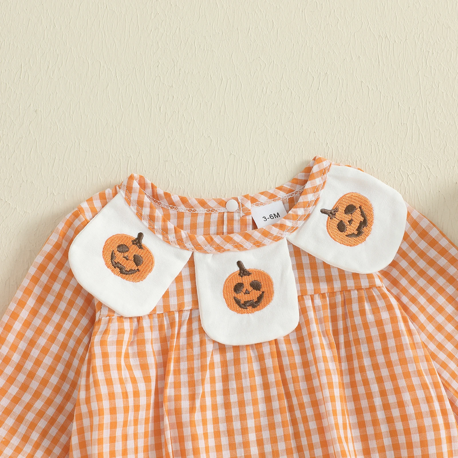 Tregren pelele de Halloween a cuadros con bordado de calabaza - imagen 3
