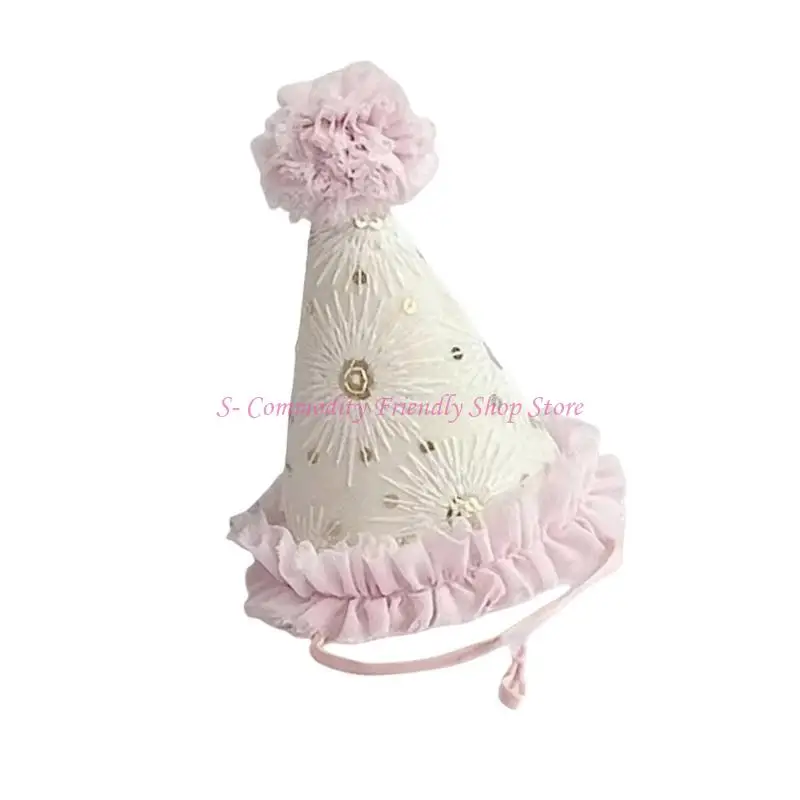 Sombrero infantil de tul cónico para cumpleaños y fotos