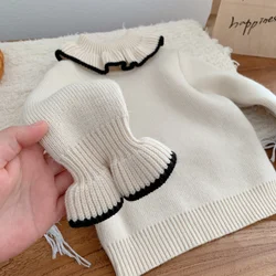 Jersey de lana bebé con cuello vuelto de punto grueso