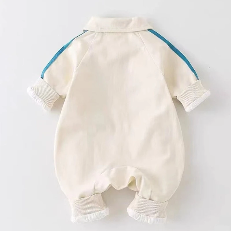 Pelele de oruga a rayas con cuello polo de manga larga unisex - imagen 2