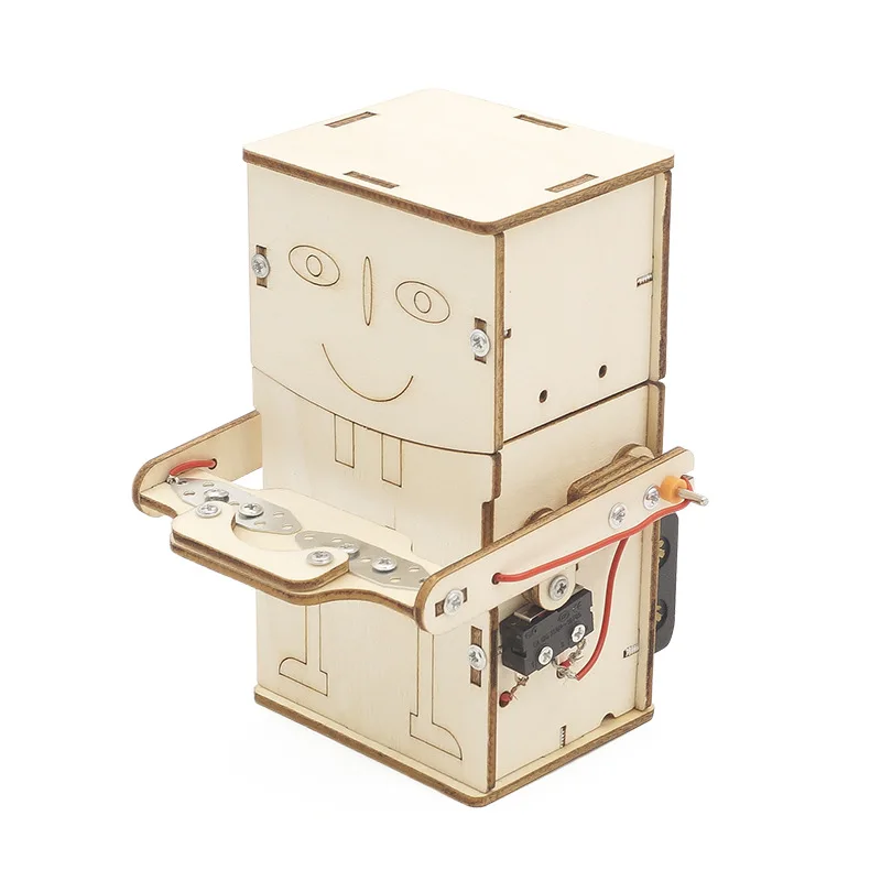 Robot educativo de madera eléctrico para comer monedas – Kit DIY - imagen 3