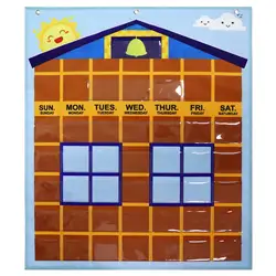 Calendario de pared infantil mensual con bolsa colgante didáctica