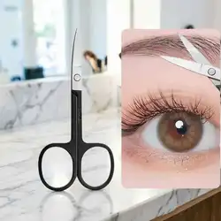 Pinzas para cejas de acero inoxidable con puntas curvas y tijeras