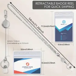 Cordón retráctil para llavero con cadena de cristal y strass