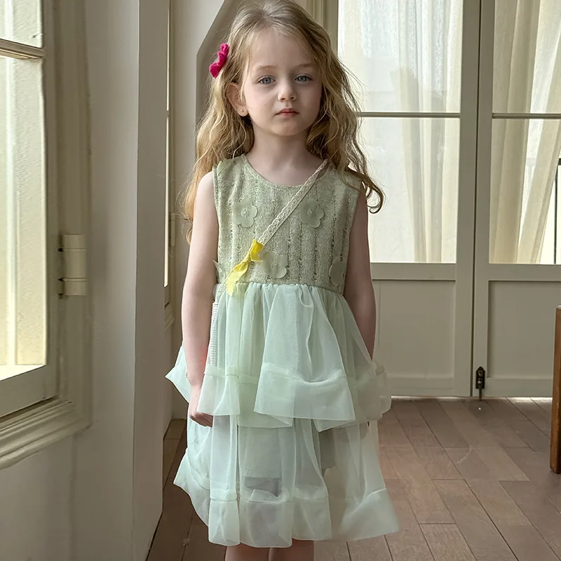 Vestido princesa de tul verde menta con encaje - imagen 5