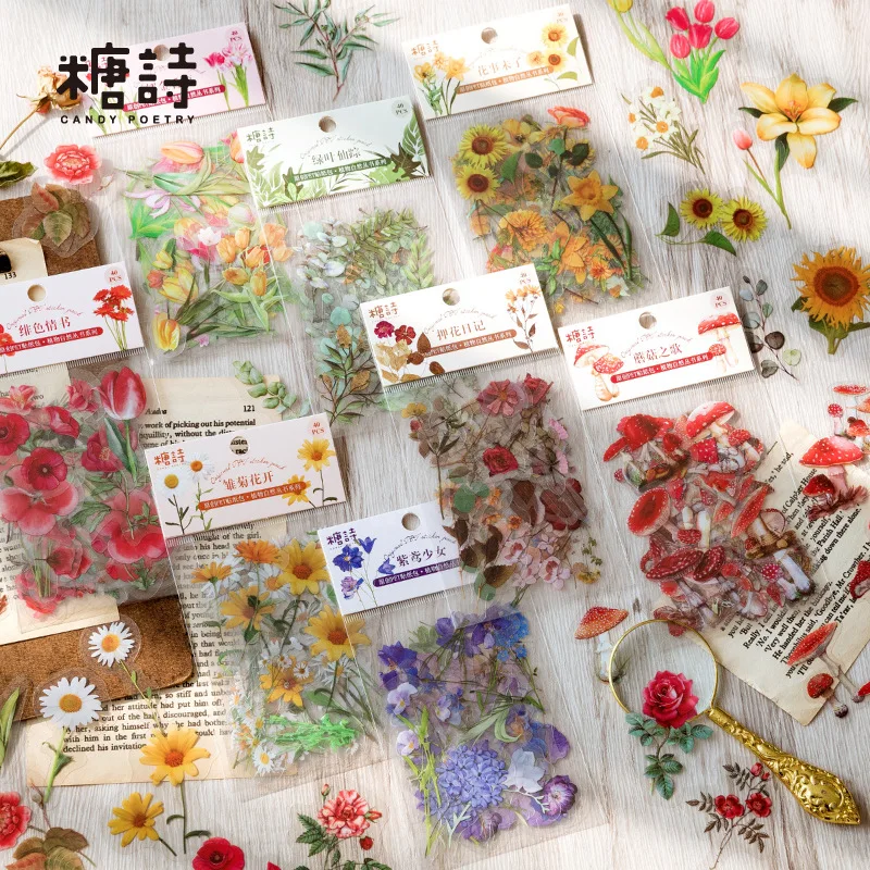 Pegatinas infantiles de plantas junto a flores para proyectos y álbumes - imagen 3
