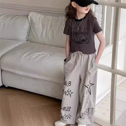 Conjunto de verano para niña con camiseta de manga corta y pantalón