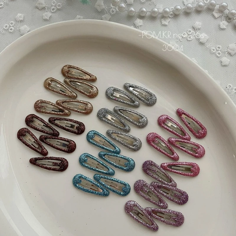 Pinzas para el pelo infantiles con brillantina, estilo casual