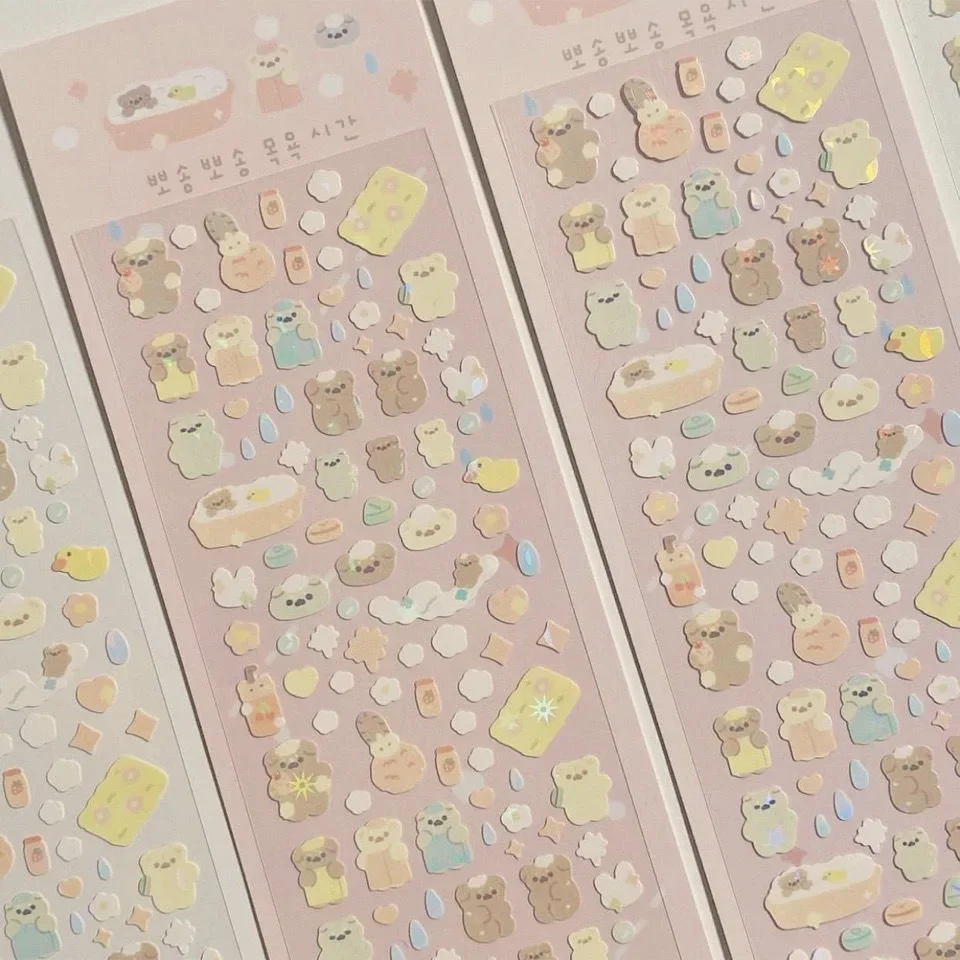 Pegatinas kawaii oso y conejo coreanas para álbum y móvil - imagen 2