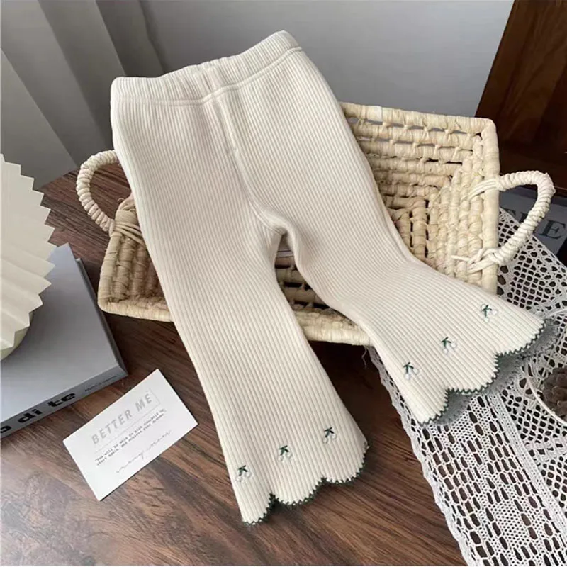 MILANCEL Pantalones acampanados de lana bordados cereza para niño