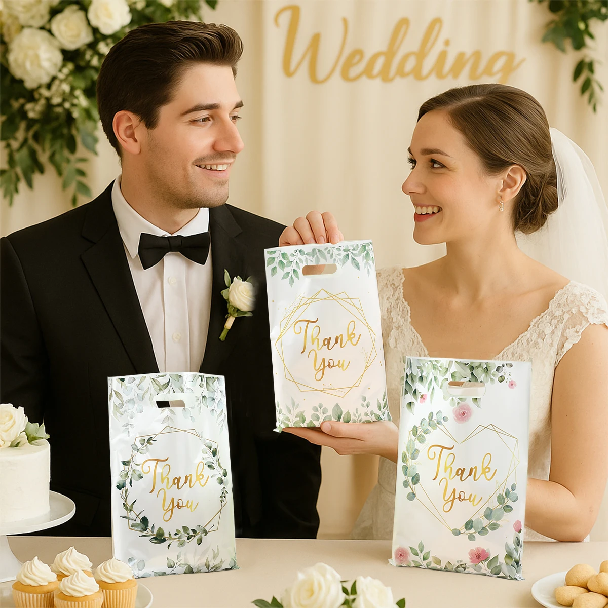 Bolsas de regalo pequeñas con hojas eucalipto para fiestas - imagen 4