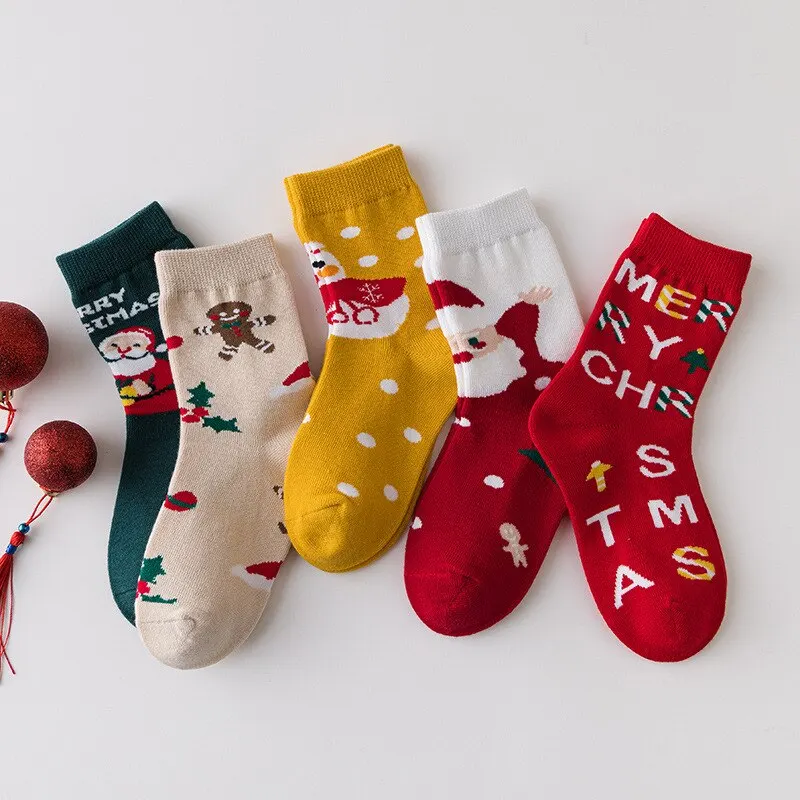 Calcetines navideños de algodón con Papá Noel para niños - imagen 2