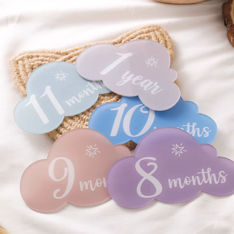 Tarjetas de mes acrílicas nube para recién nacido de fotografía - imagen 4