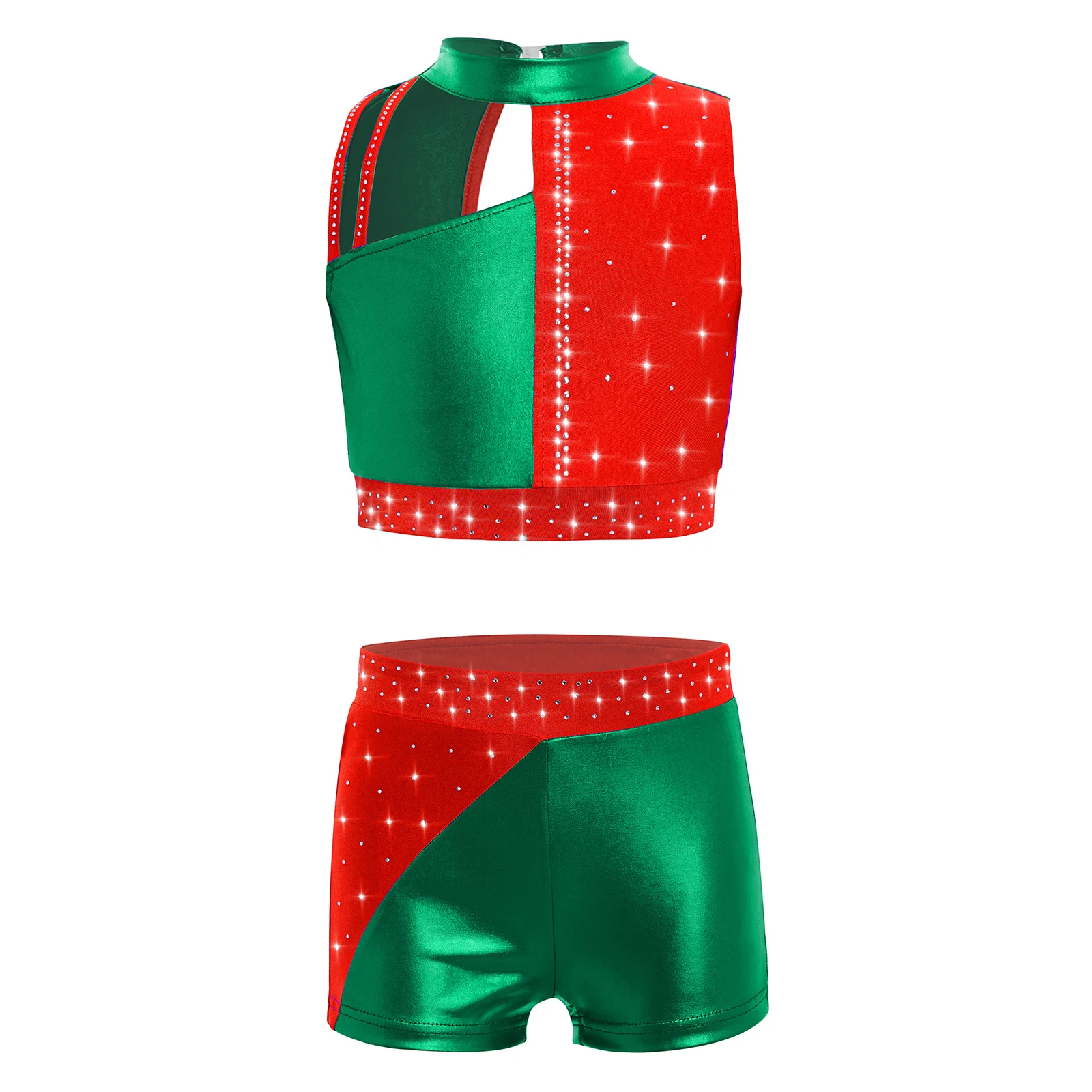 Traje de patinaje artístico para niñas con camiseta y pantalón