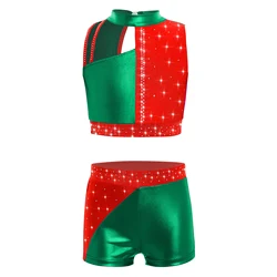 Traje de patinaje artístico para niñas con camiseta y pantalón