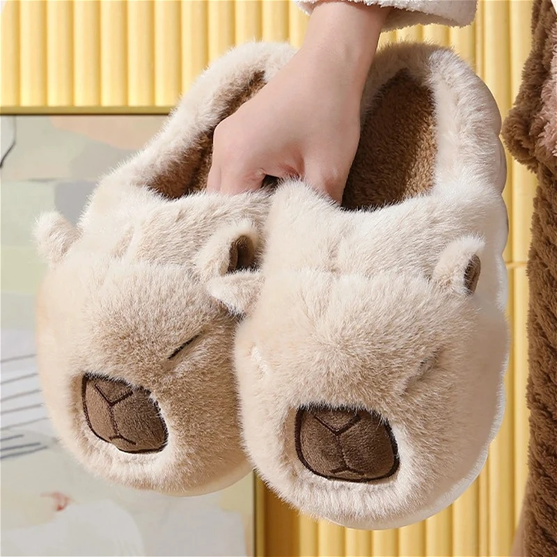 Zapatillas de algodón Capybara para mujer antideslizantes de casa - imagen 4