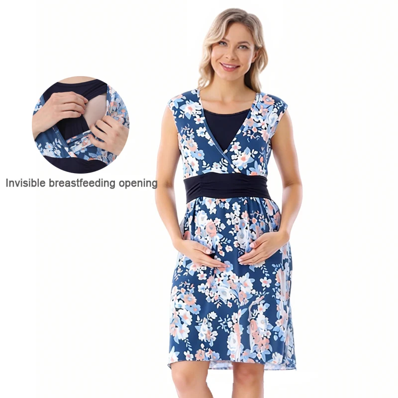 Vestido de lactancia sin mangas para verano, maternidad cómoda - imagen 2