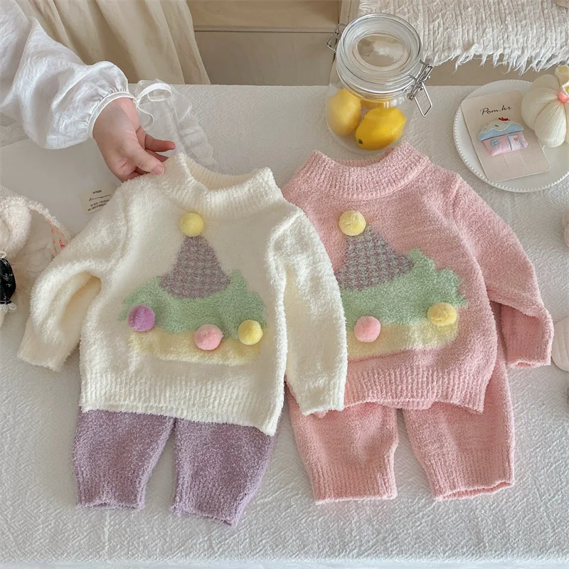 Conjunto de bebé Navidad cálido, traje infantil para otoño e invierno