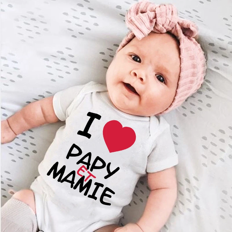 I Love Papy & Mamie Body bebé manga corta verano unisex suave algodón - imagen 5