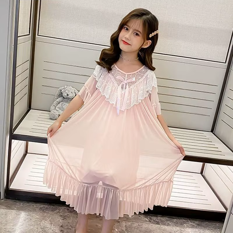 Camisón princesa de modal para bebé niña – Volantes y lazo para verano - imagen 5