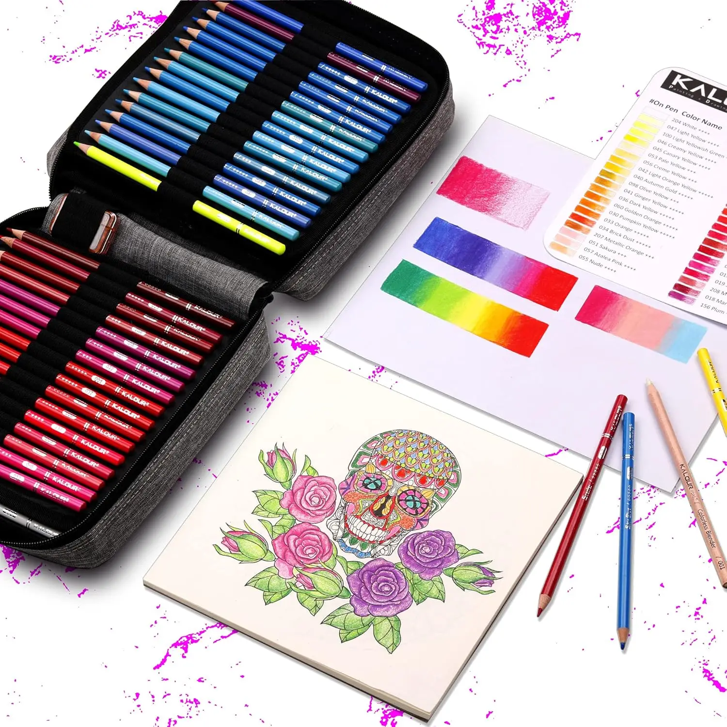 KALOUR Lápices de colores, estuche para viaje portátil con cremallera - imagen 4