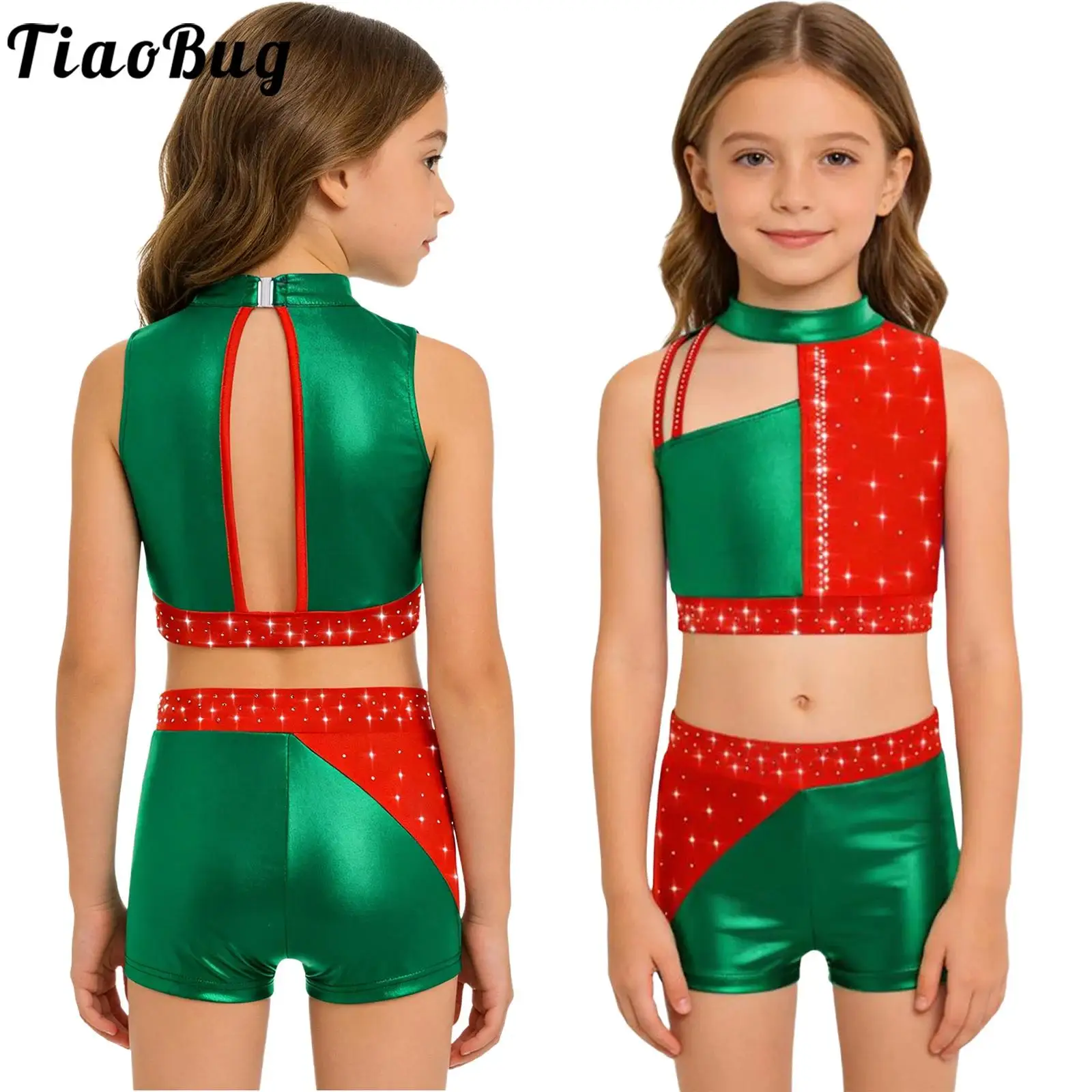 Traje de patinaje artístico para niñas con camiseta y pantalón - imagen 5