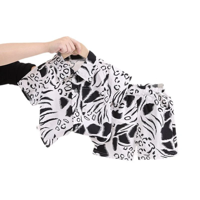 MILANCEL conjunto de verano infantil con camisa floral y hojas - imagen 4
